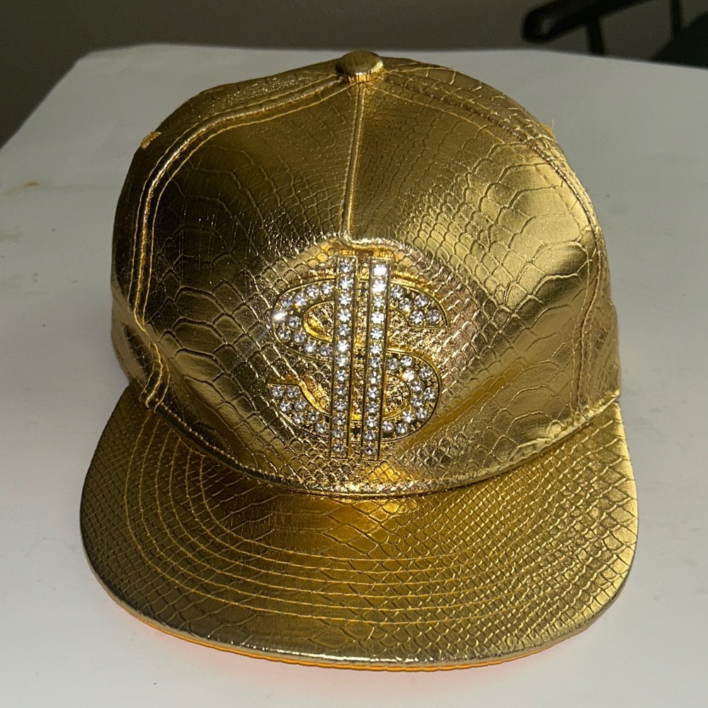 Luxurious Gold Patterned Cap with Dollar Emblem